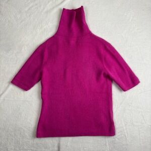 Worthington Hot Pink Ribbed Short Sleeve Turtleneck Pullover Sweater Women Small